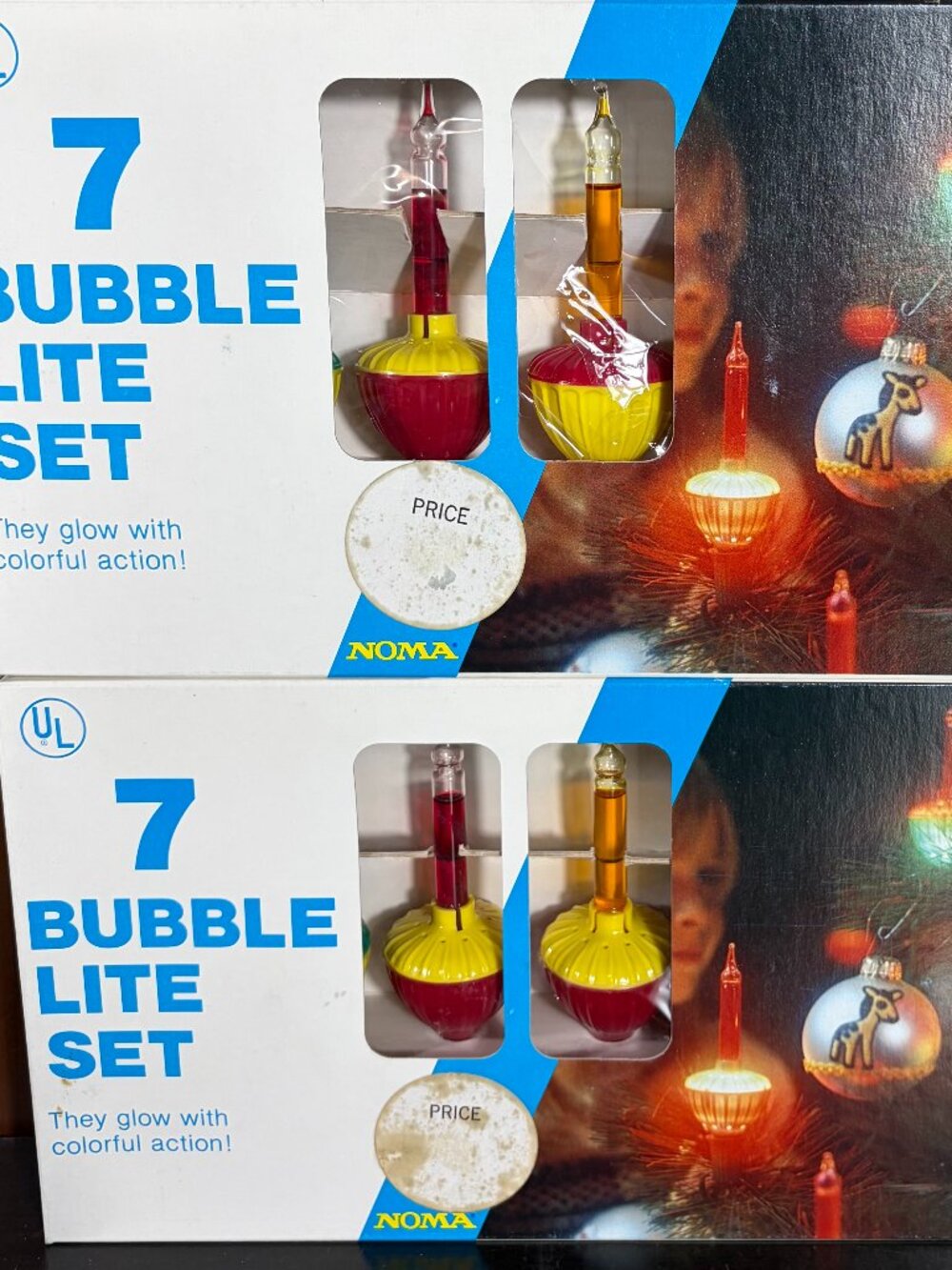 Lot of 2 Vtg Noma 7 Piece Christmas Bubble Lights in Original Boxes - Tested EUC